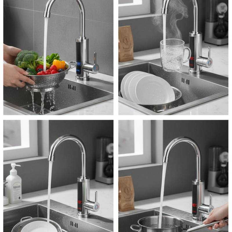 Keukenkraan met direct kokend water en LED-temperatuurweergave