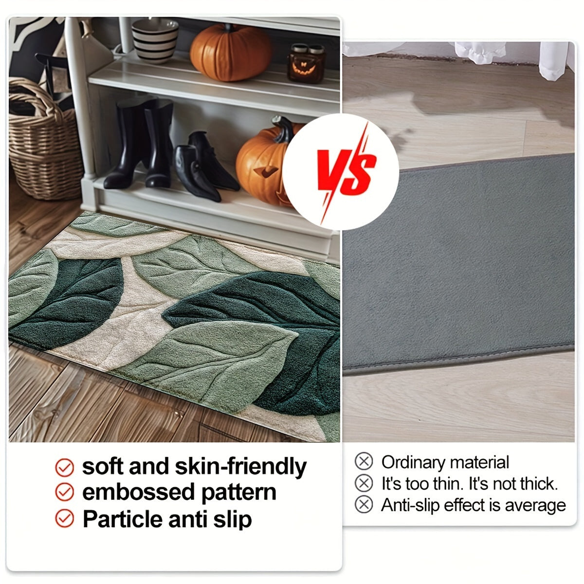 Badkamermat met bladpatroon – zacht, absorberend en antislip