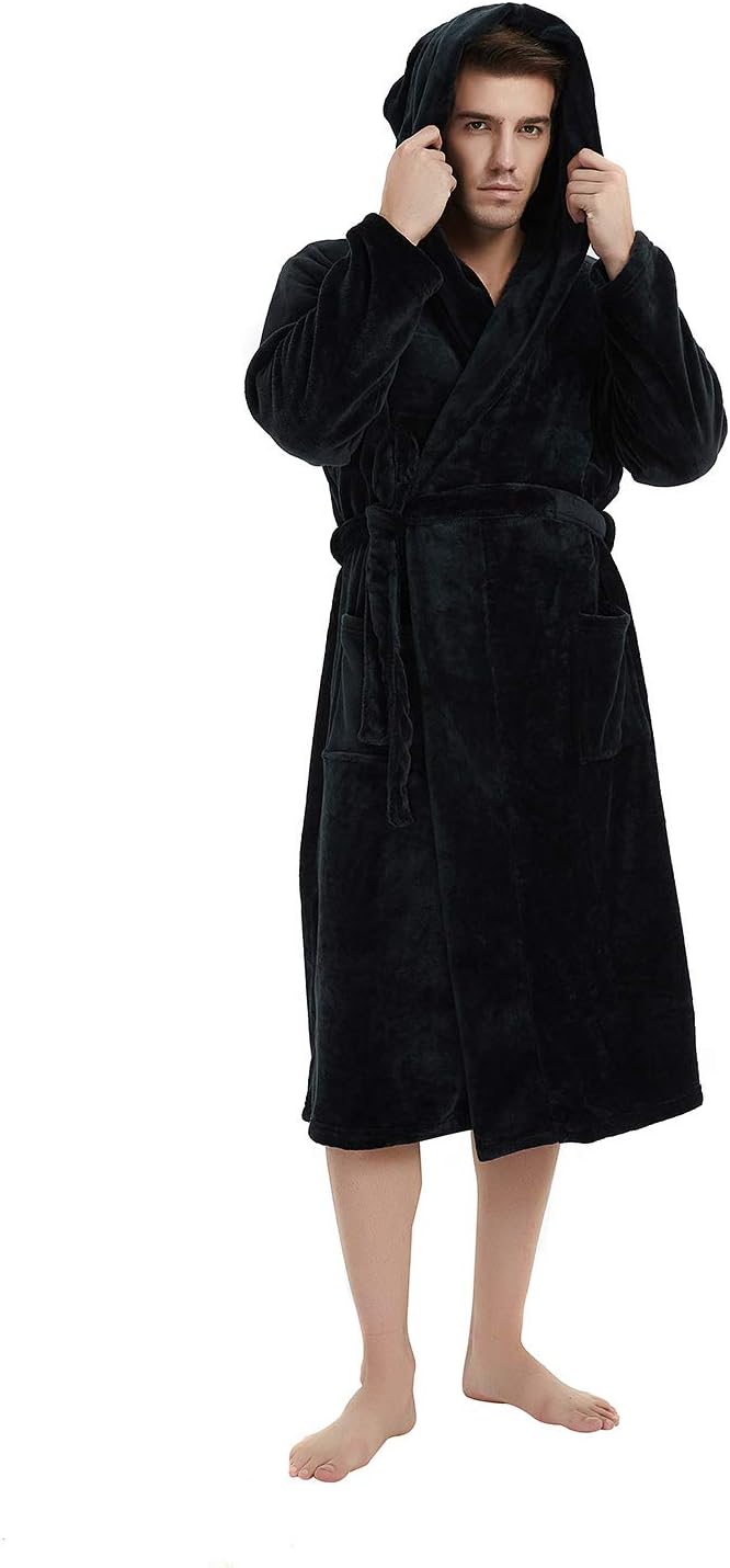 Fleece badjas met capuchon voor heren – zacht, warm en machinebestendig