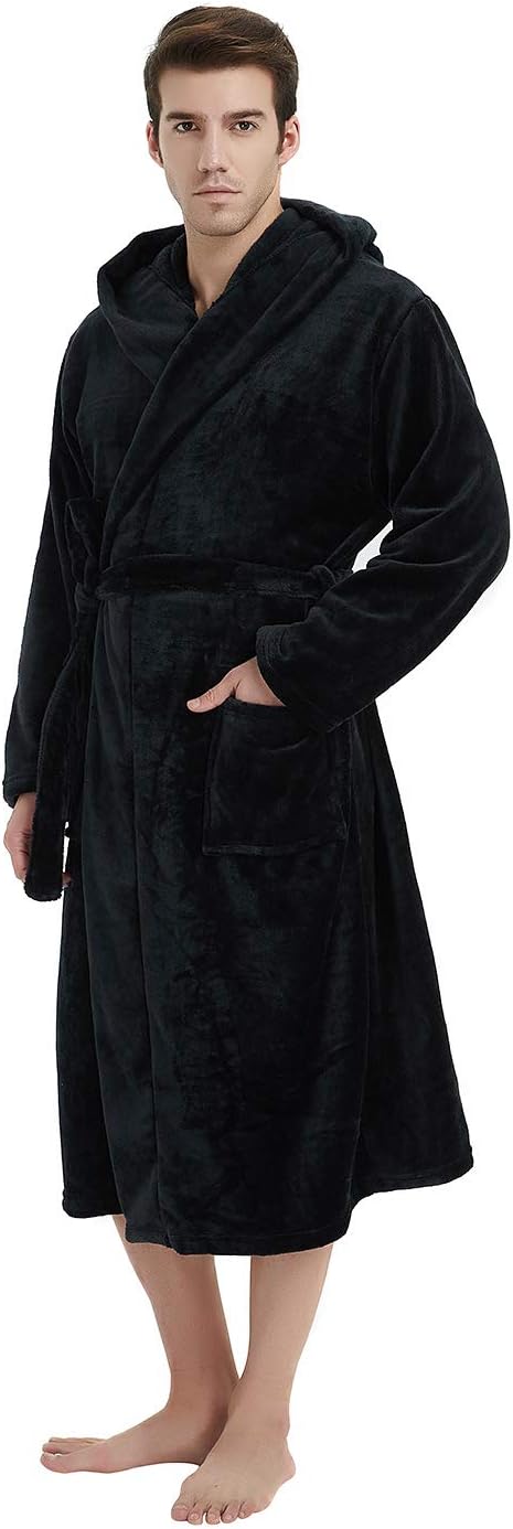 Fleece badjas met capuchon voor heren – zacht, warm en machinebestendig