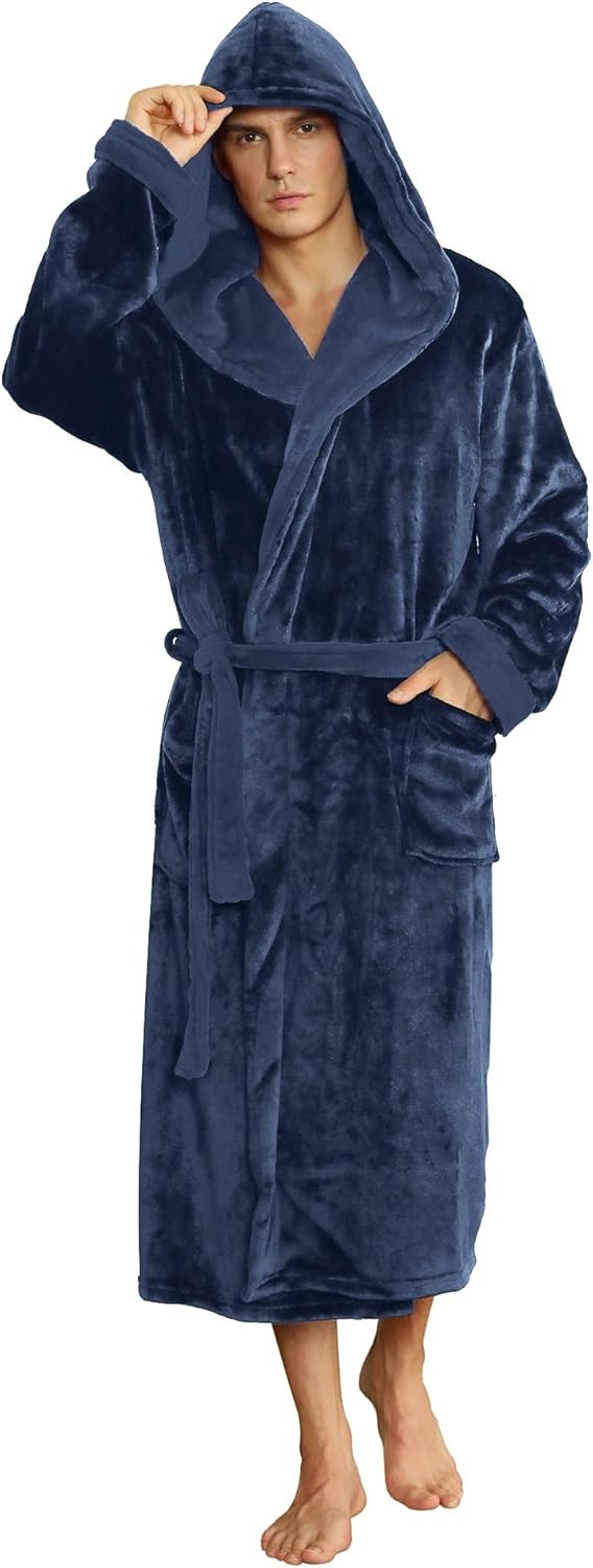 Fleece badjas met capuchon voor heren – zacht, warm en machinebestendig