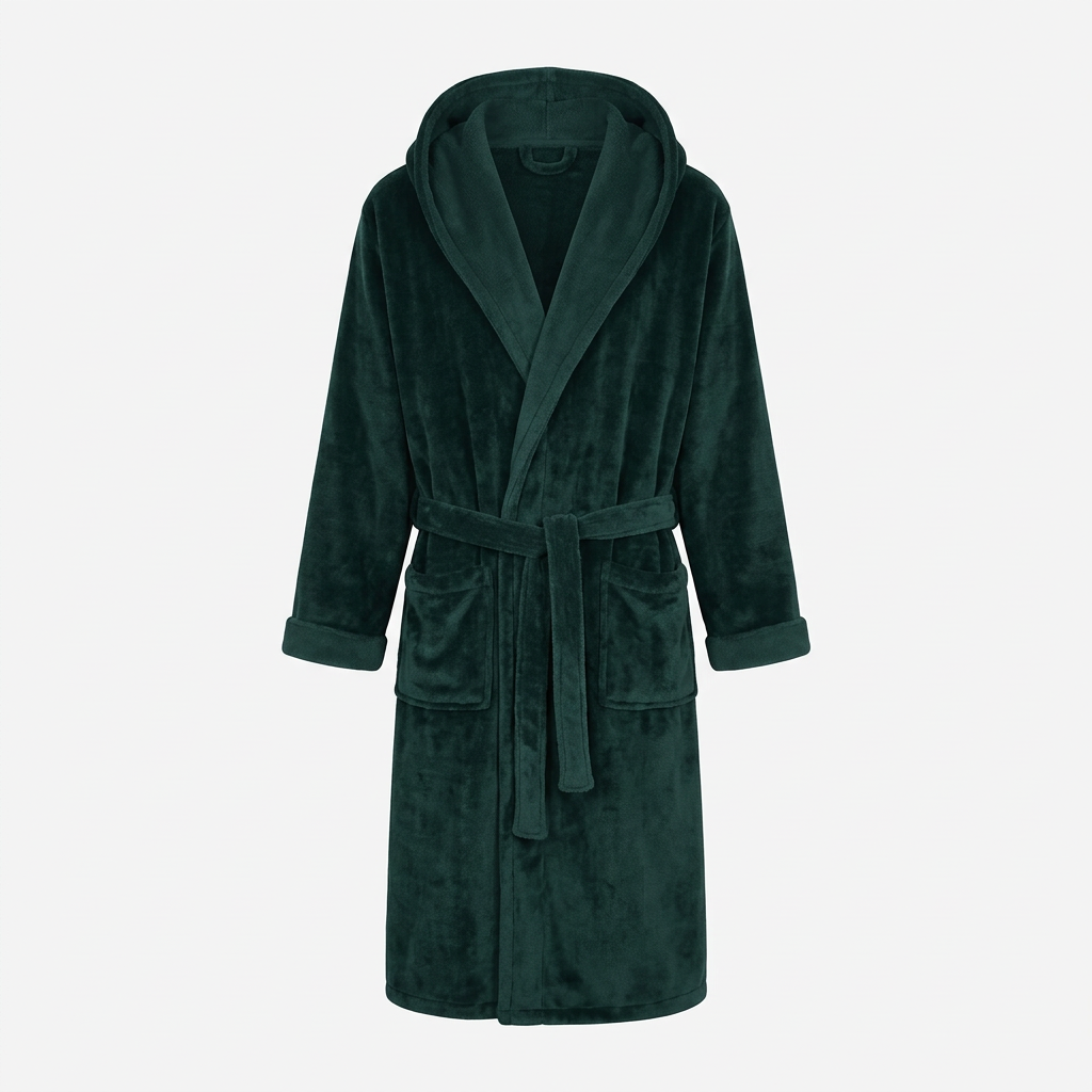 Fleece badjas met capuchon voor heren – zacht, warm en machinebestendig
