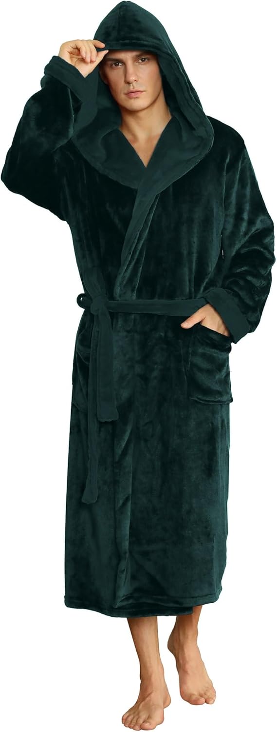 Fleece badjas met capuchon voor heren – zacht, warm en machinebestendig