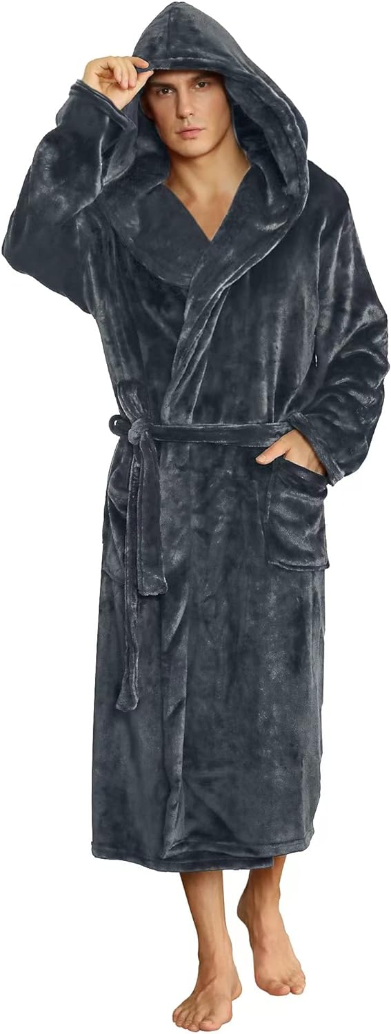 Fleece badjas met capuchon voor heren – zacht, warm en machinebestendig