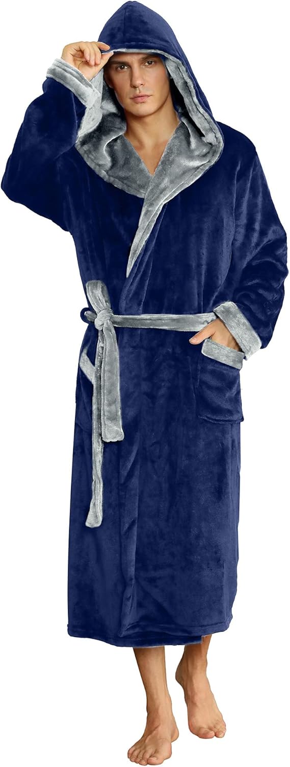 Fleece badjas met capuchon voor heren – zacht, warm en machinebestendig