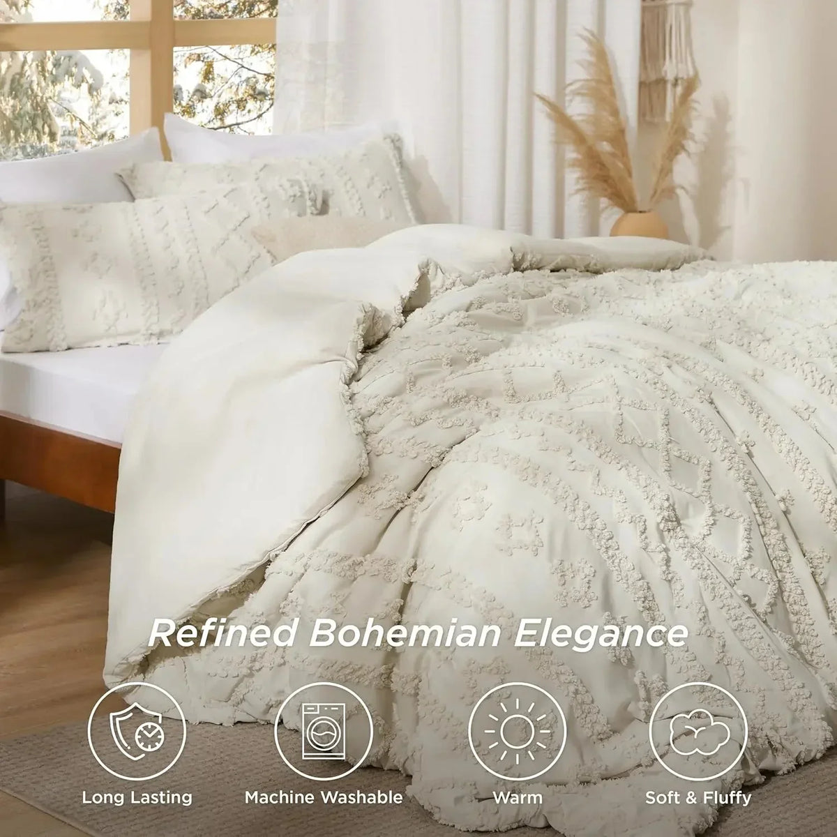 Getuft Boho Beddengoed Set – zachte deken voor elk seizoen