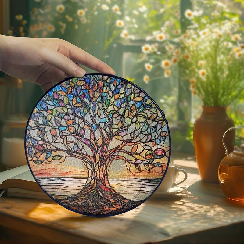 Levensboom raamhanger van acryl – Kleurrijke lichtreflecties