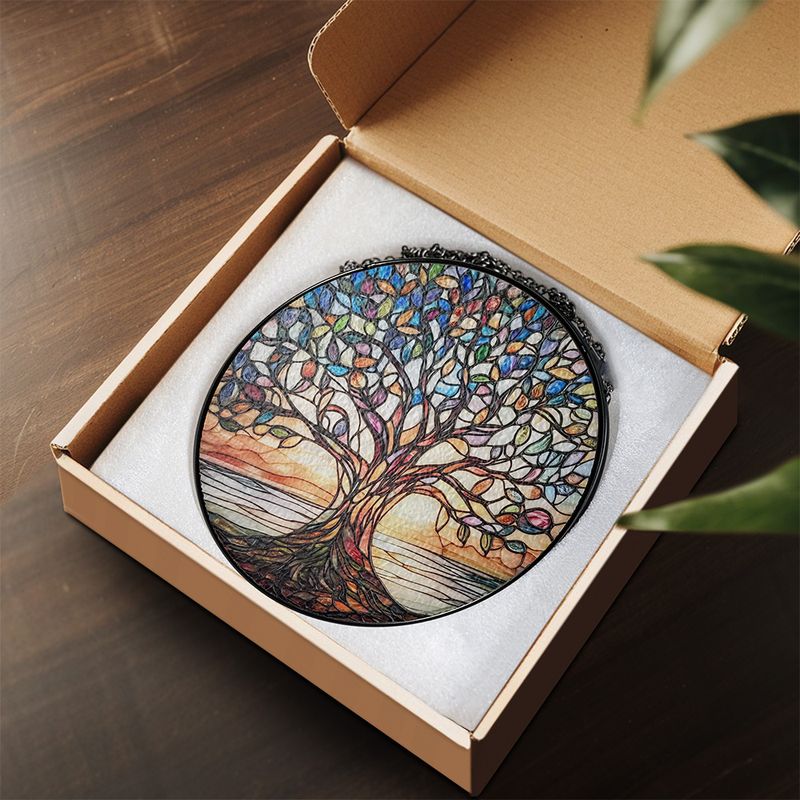 Levensboom raamhanger van acryl – Kleurrijke lichtreflecties