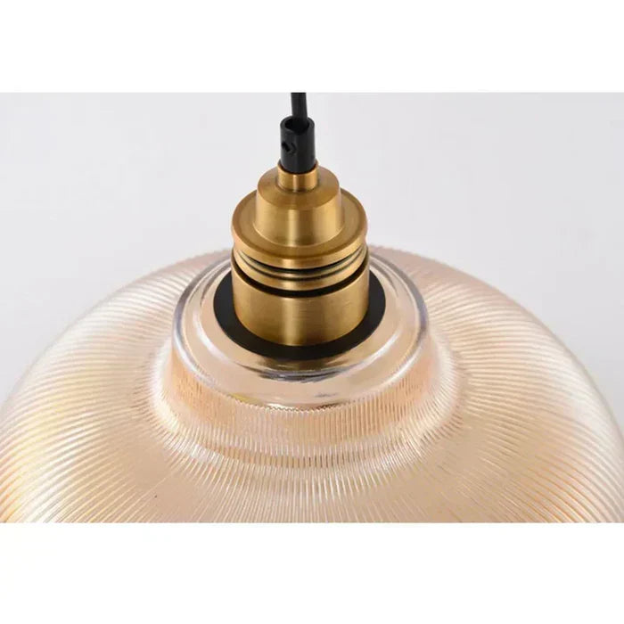 Geribbelde Glazen Hanglamp met Messing Fitting – E27 Pendellamp
