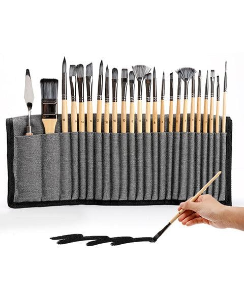 Professionele Penselenset 24 Stuks met Paletmes – Acryl, Aquarel & Olieverf