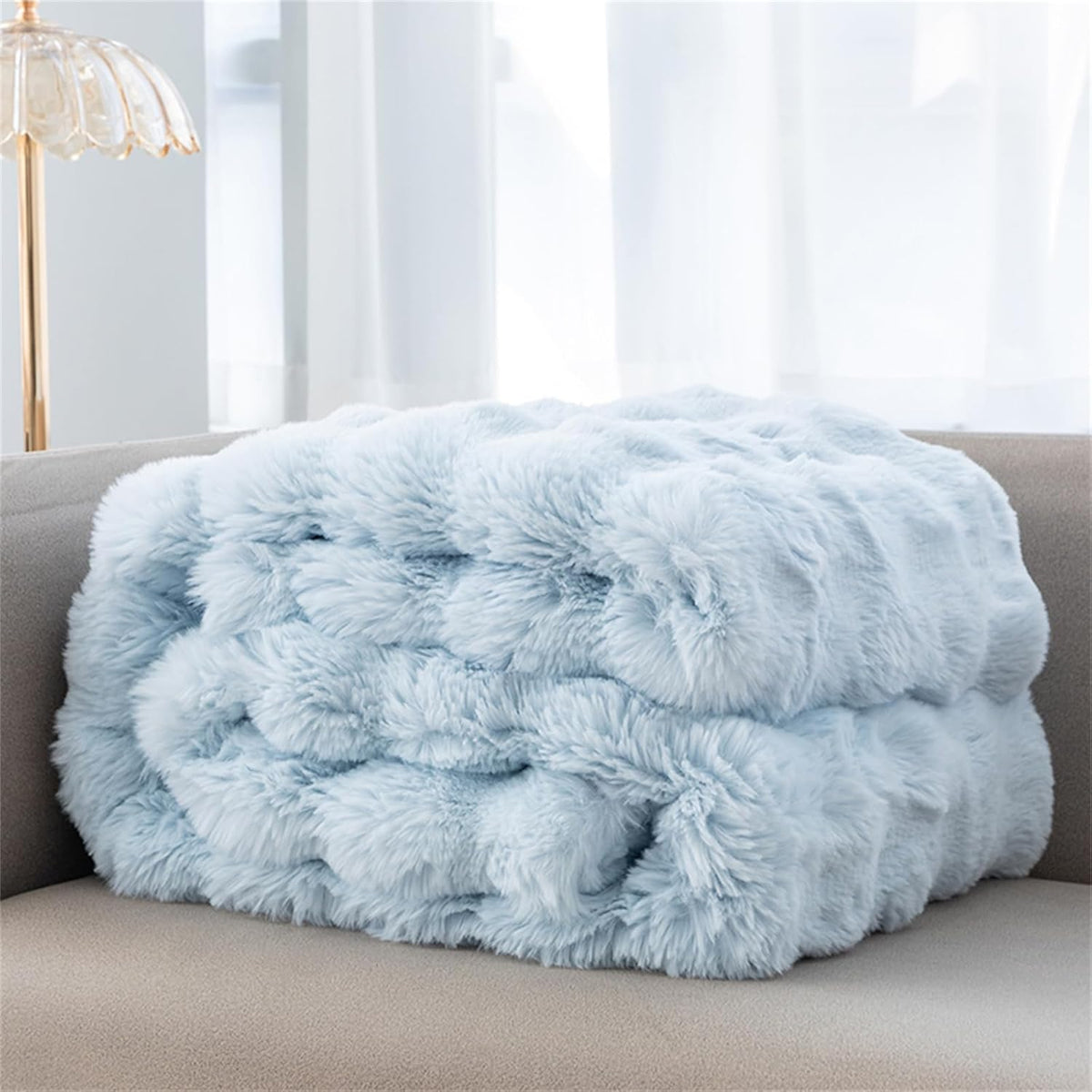 Gewichtsdeken faux fur met chunky knit – ultrazacht en warm