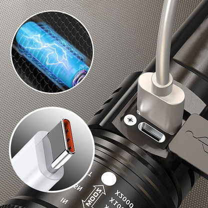 Krachtige LED Zaklamp 7500 Lumen – IPX7 Waterdicht & USB-C Oplaadbaar