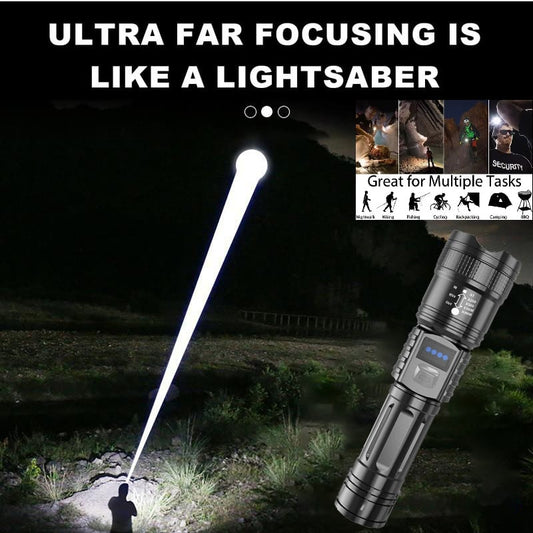 LED Zaklamp met Powerbankfunctie – Oplaadbaar, Zoombaar & Weerbestendig