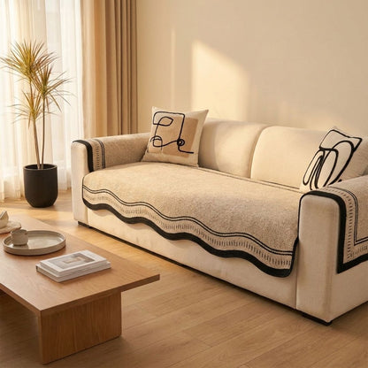 Antislip Bankhoes van Chenille met Visgraatpatroon – Machinewasbaar