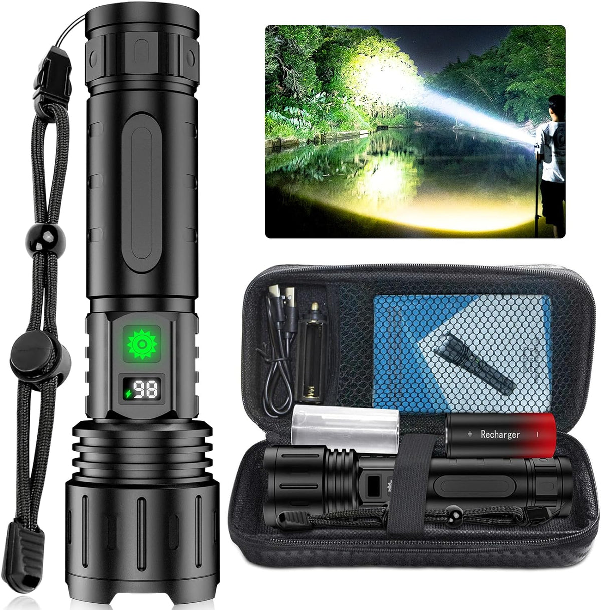LED zaklamp 100.000 lumen – krachtige lamp voor outdoor en camping