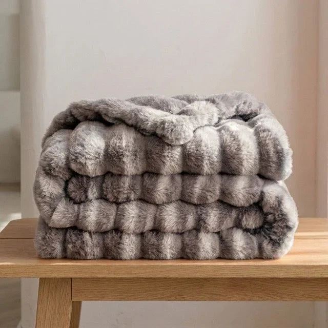 Kunstbont knuffeldeken in konijnenbontlook – zacht en warm