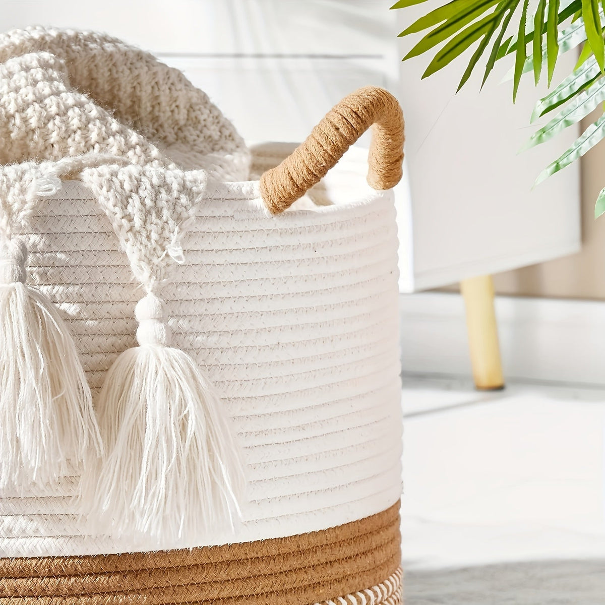 Katoenen opbergmand in boho-stijl – veelzijdig en decoratief