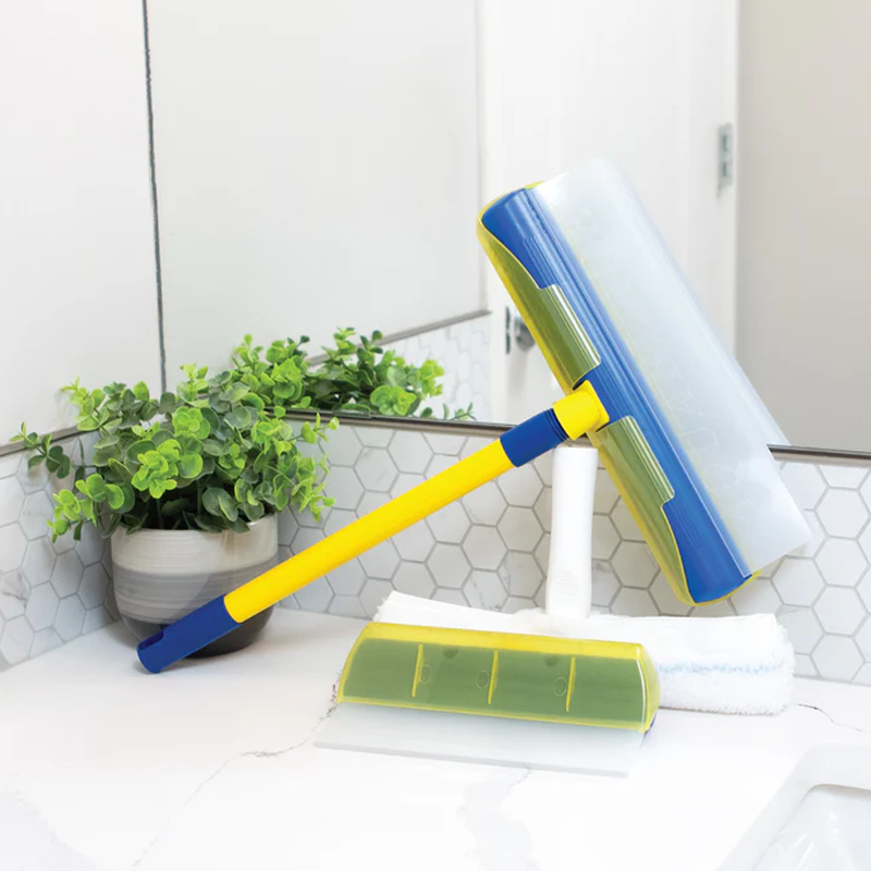 Streepvrije Glasreiniger Set met Siliconen Wisser 30 cm en Microvezeldoek