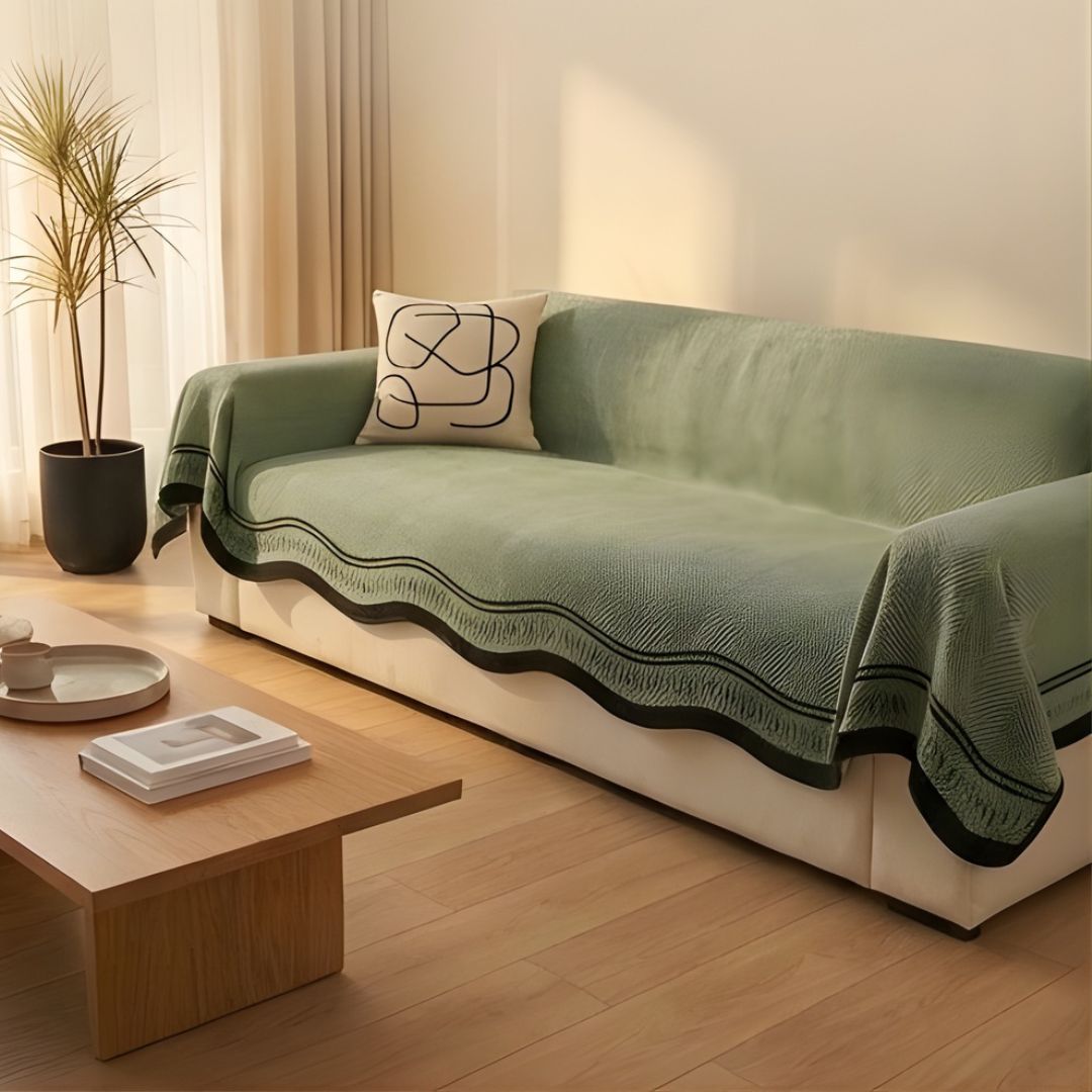 Antislip Bankhoes van Chenille met Visgraatpatroon – Machinewasbaar