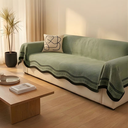 Antislip Bankhoes van Chenille met Visgraatpatroon – Machinewasbaar