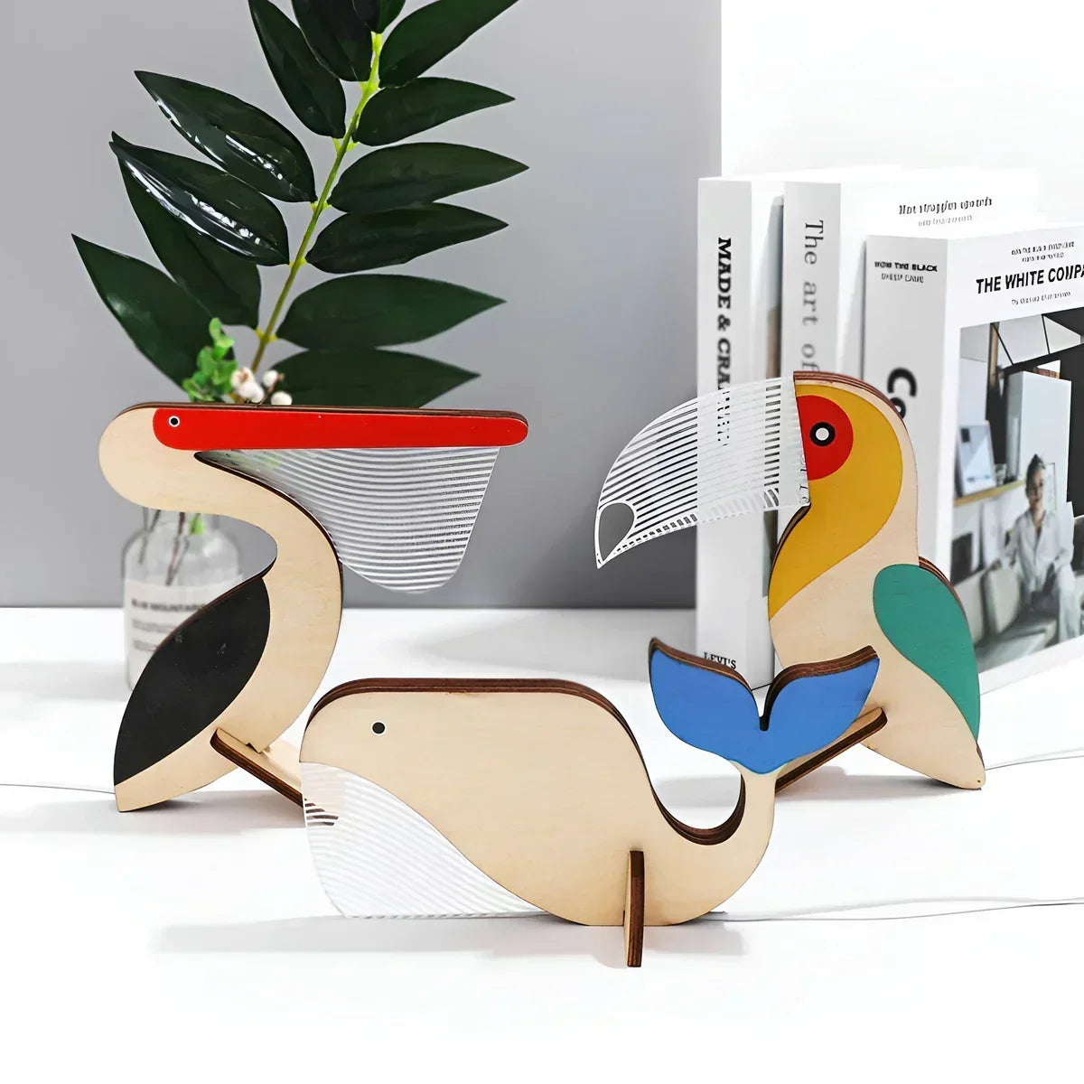 Houten tafellamp met dierenmotief – warm LED-licht