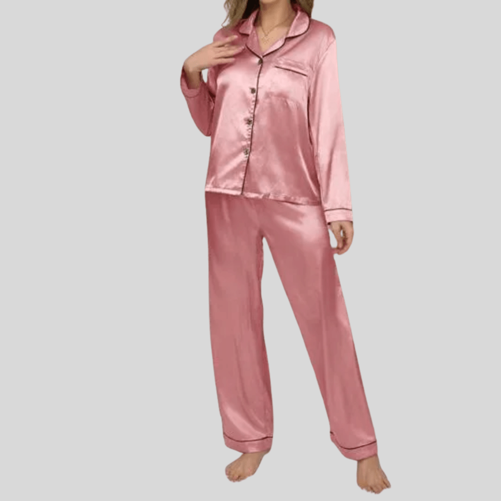 Dames Pyjama Set met Knoopsluiting – Comfortabel en Tijdloos
