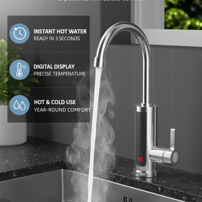 Keukenkraan met direct kokend water en LED-temperatuurweergave