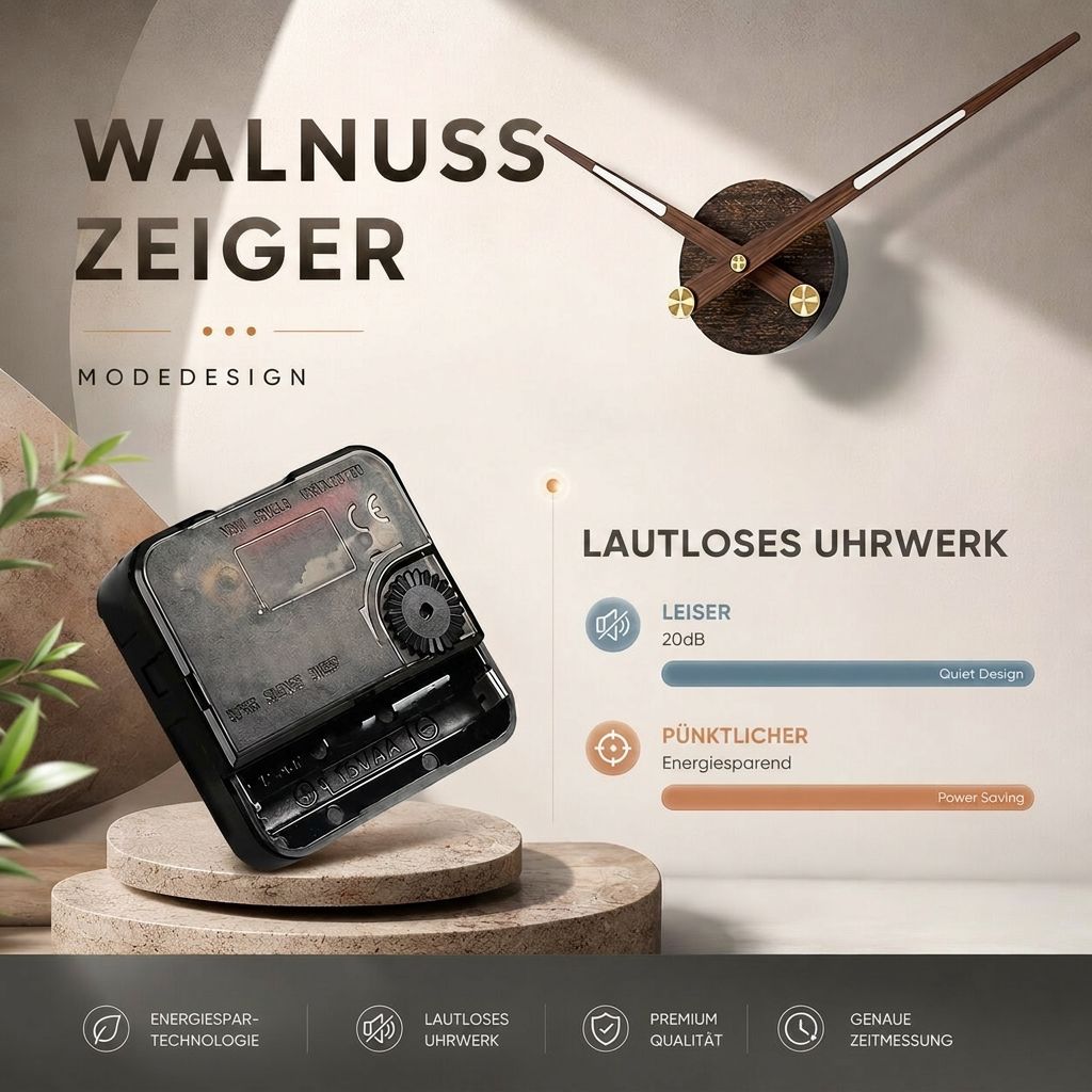 Wandklok walnootnout en edelstaal – minimalistisch design