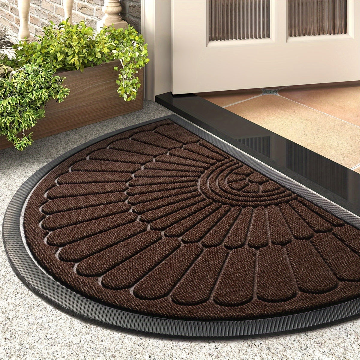 Rubberen deurmat halfrond – antislip voor binnen en buiten