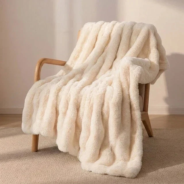 Kunstbont knuffeldeken in konijnenbontlook – zacht en warm