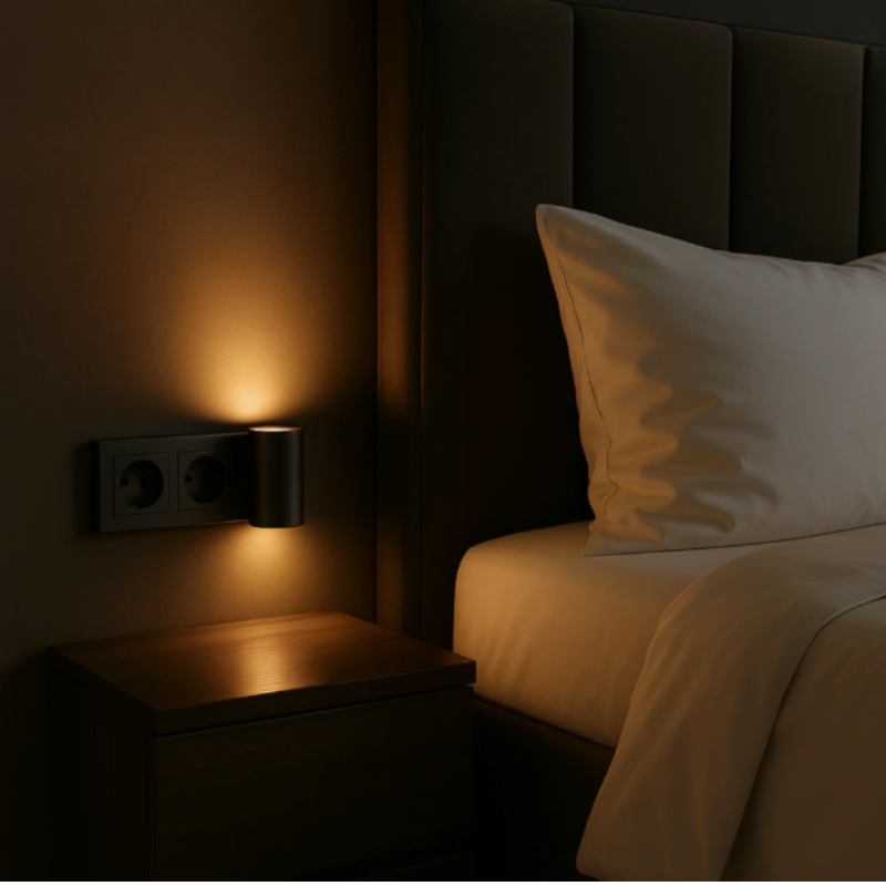 Insteek LED wandlamp met dag-nachtsensor – dimbaar warm wit licht
