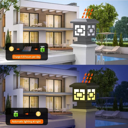 Zonne-energie Paalkaplamp met Automatische Schemerschakelaar voor Buiten