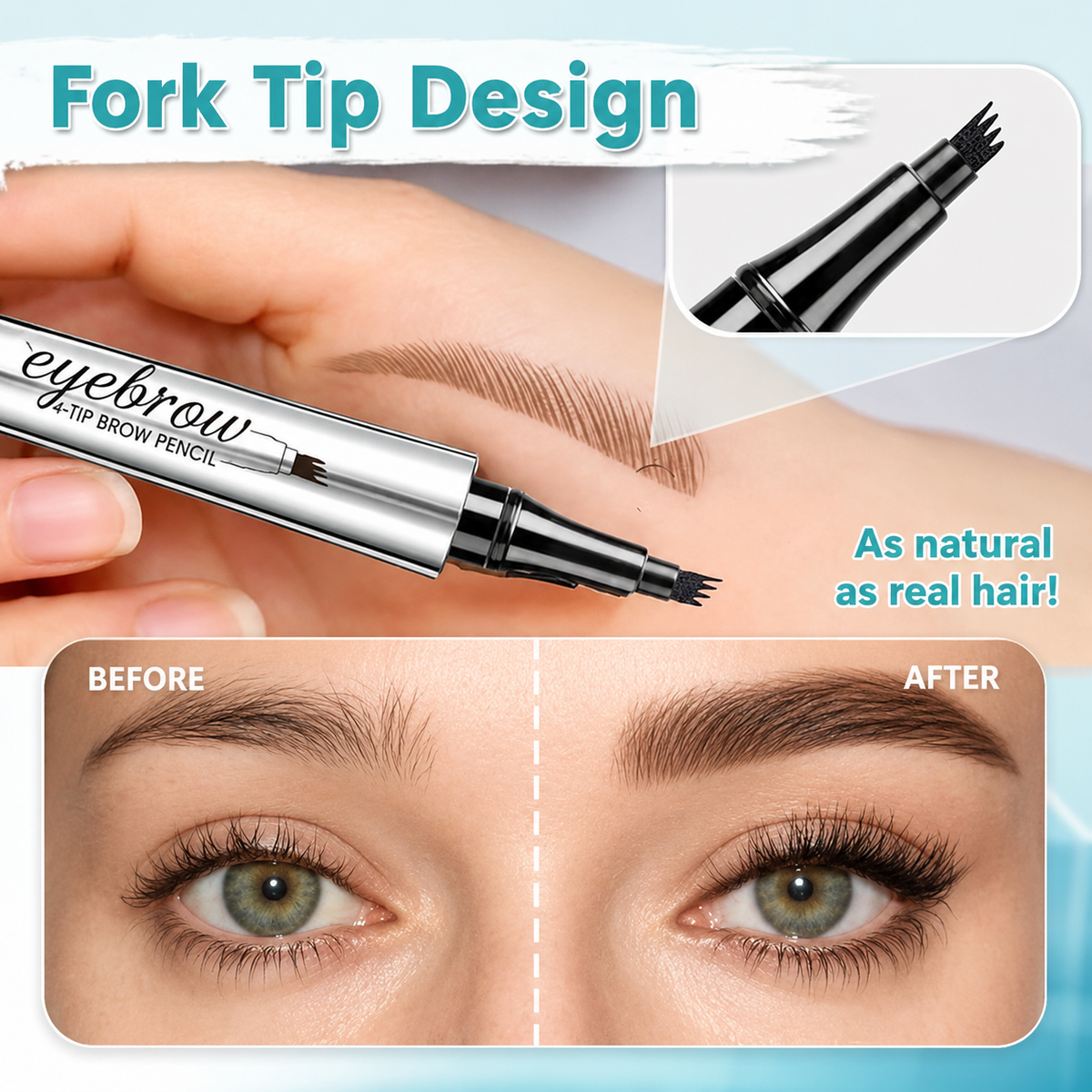 3D wenkbrauwstift met microblading-effect en vierdubbele punt