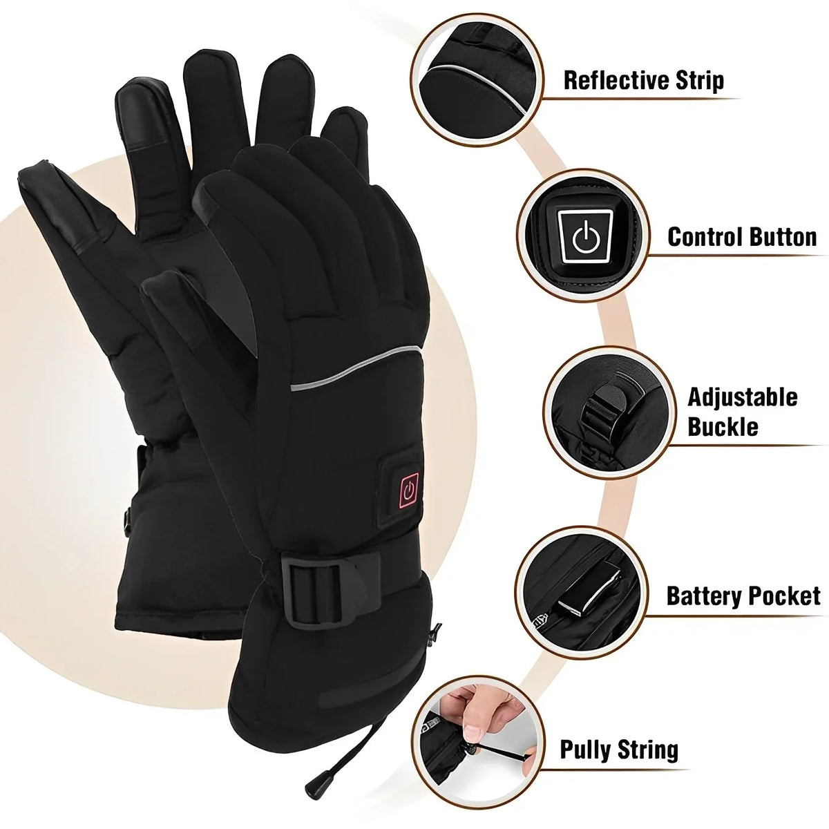 Verwarmde handschoenen met 3 warmteniveaus voor winter en outdoor