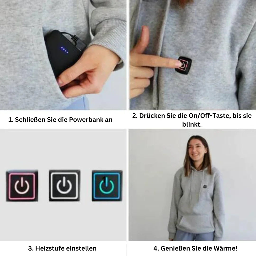 Verwarmde hoodie met USB-aansluiting – 3 warmtestanden unisex