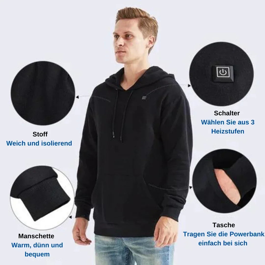 Verwarmde hoodie met USB-aansluiting – 3 warmtestanden unisex