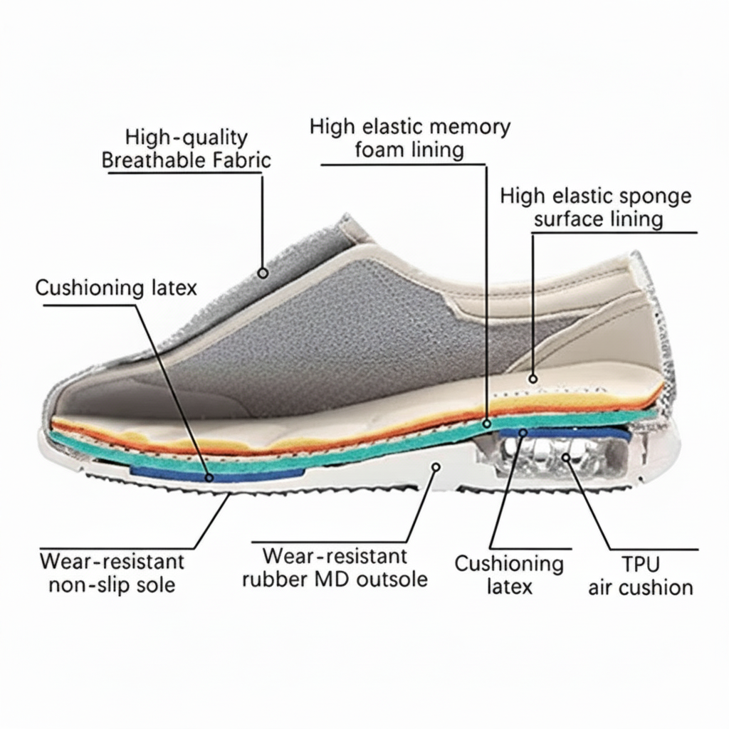 Diabetische schoenen met extra brede pasvorm en memory foam zool