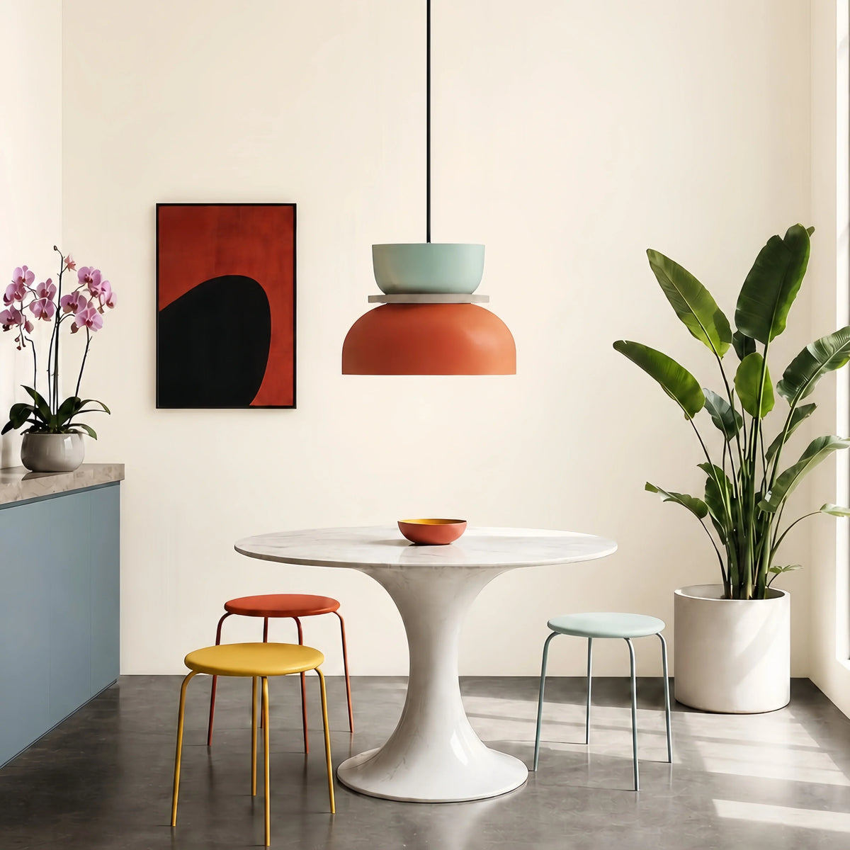 Noordse hanglamp met kleurblok-design voor moderne ruimtes