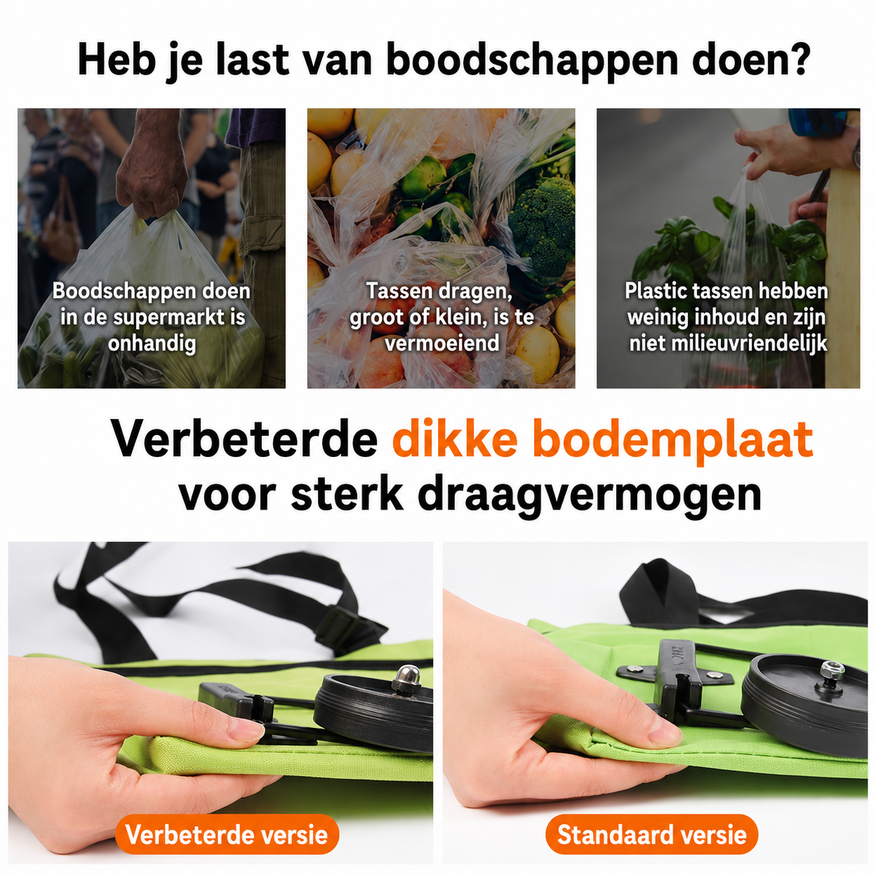 Opvouwbare Boodschappentrolley met Wielen – 2-in-1 Tas en Trolley