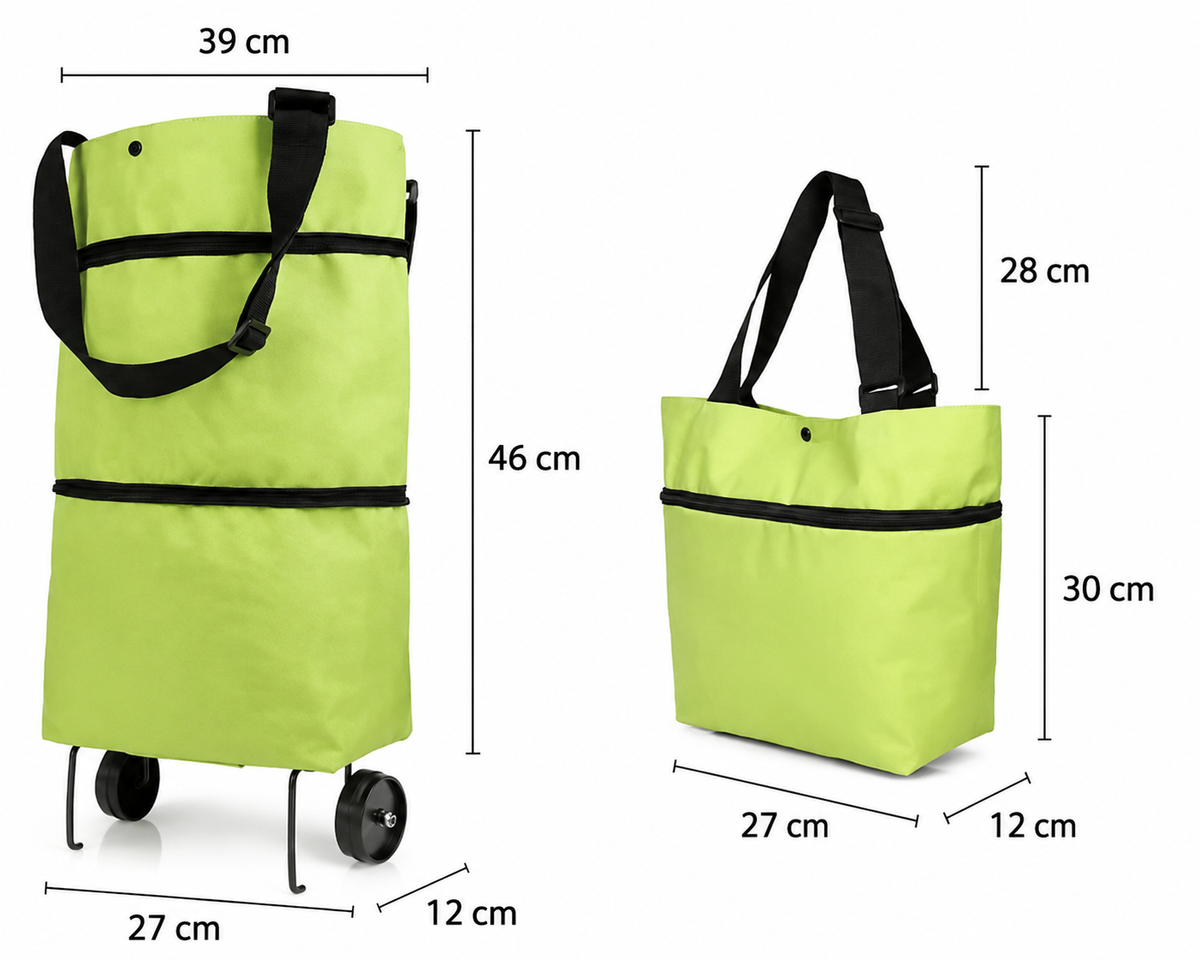 Opvouwbare Boodschappentrolley met Wielen – 2-in-1 Tas en Trolley