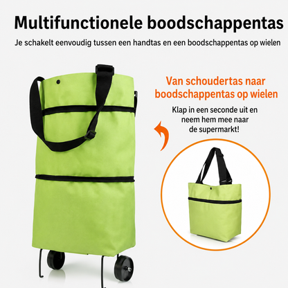 Opvouwbare Boodschappentrolley met Wielen – 2-in-1 Tas en Trolley