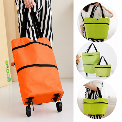 Opvouwbare Boodschappentrolley met Wielen – 2-in-1 Tas en Trolley