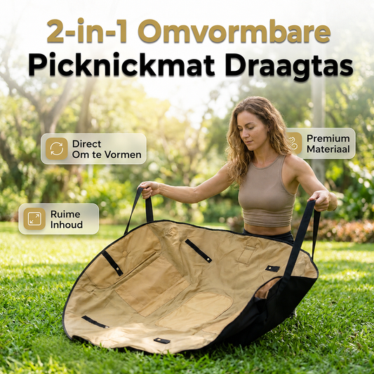 2-in-1 Draagtas en Picknickdeken – Waterafstotend voor Buiten