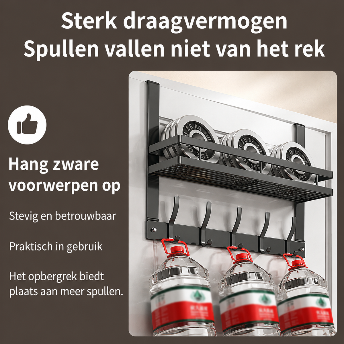 Deurorganizer met Mand en Haken – Zonder Boren of Schroeven