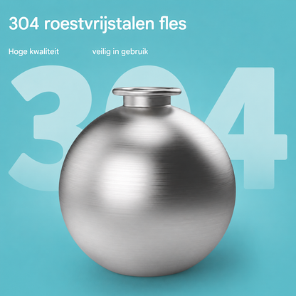 Roestvrijstalen Honden Drinkfles met Afneembare Siliconen Drinkbak – 285 ml