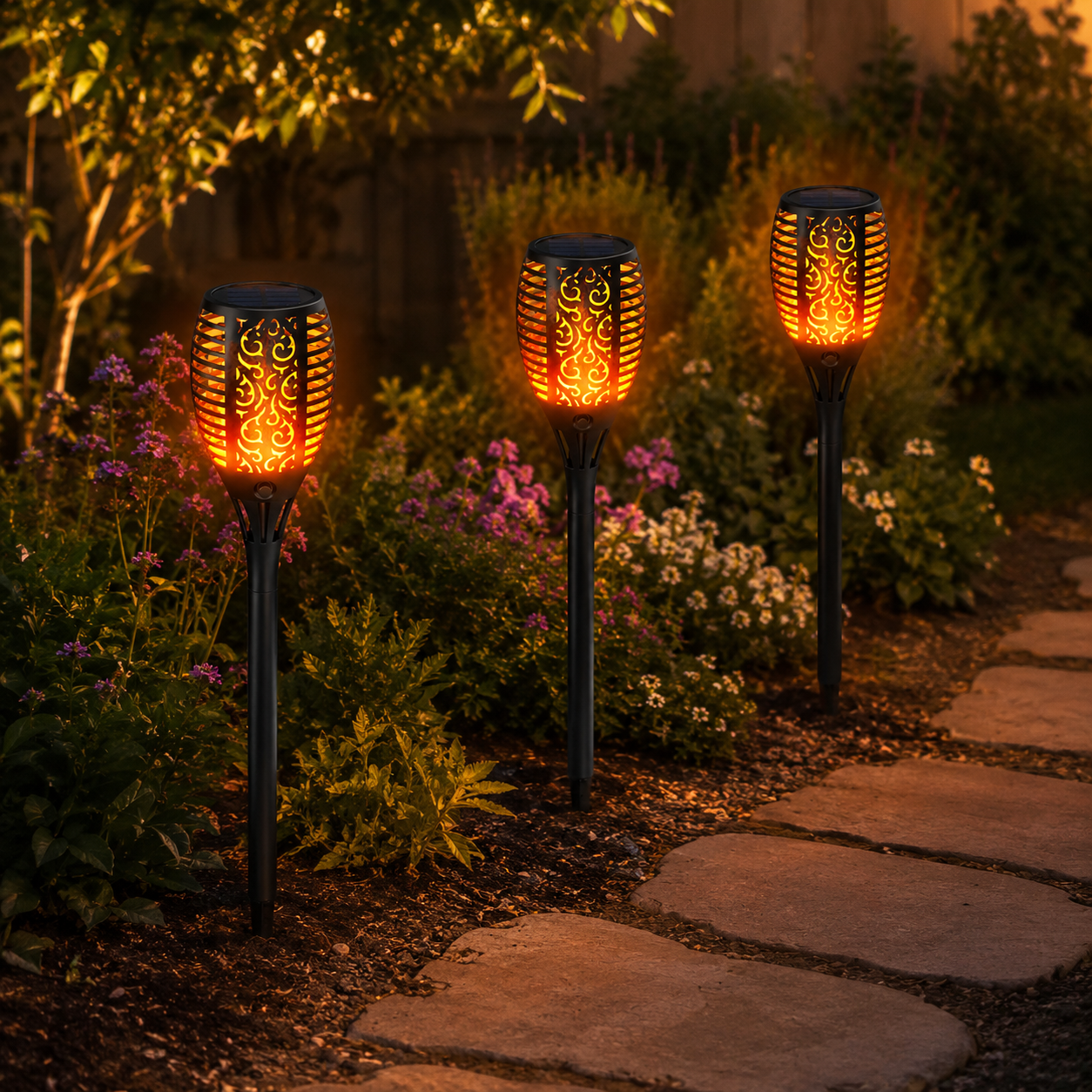 Zonne-energie Tuinfakkel met Automatische Lichtsensor voor Buiten
