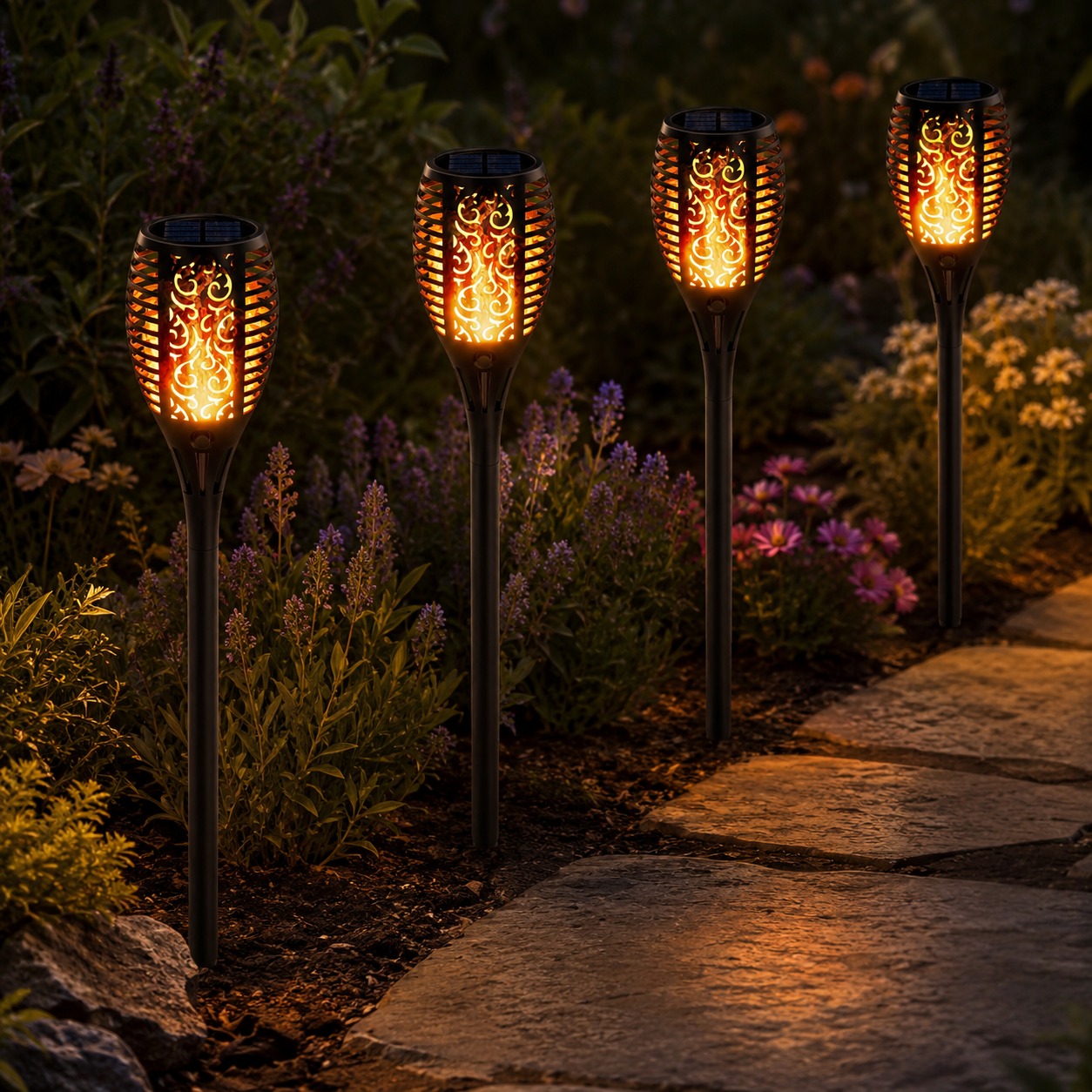 Zonne-energie Tuinfakkel met Automatische Lichtsensor voor Buiten