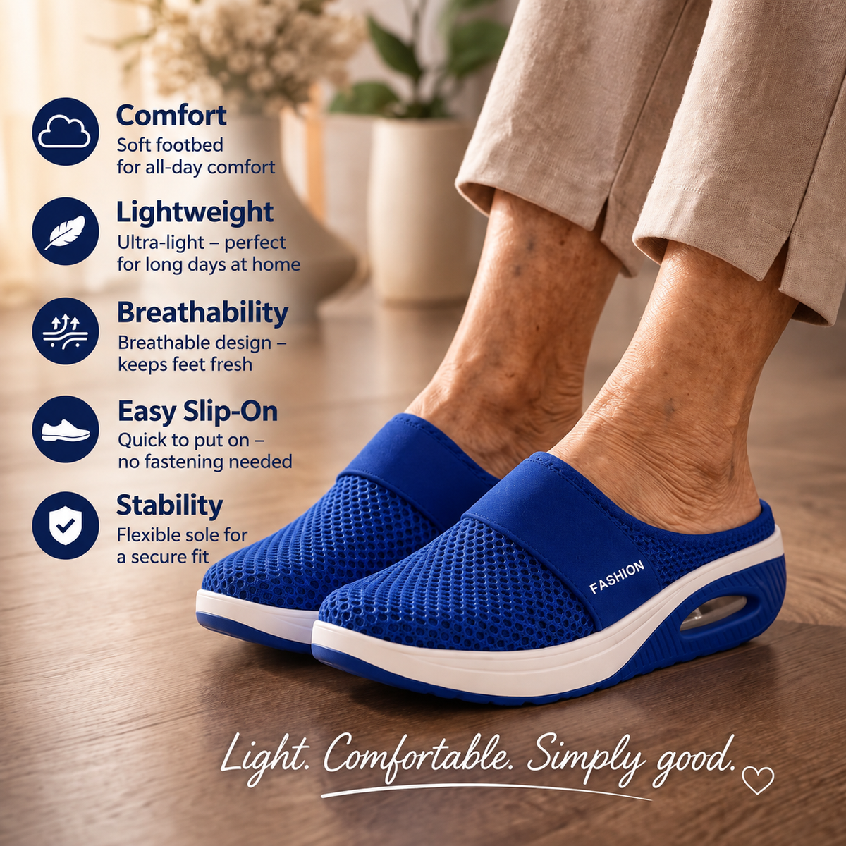 Instap pantoffels met luchtzool – licht en ademend huisschoeisel