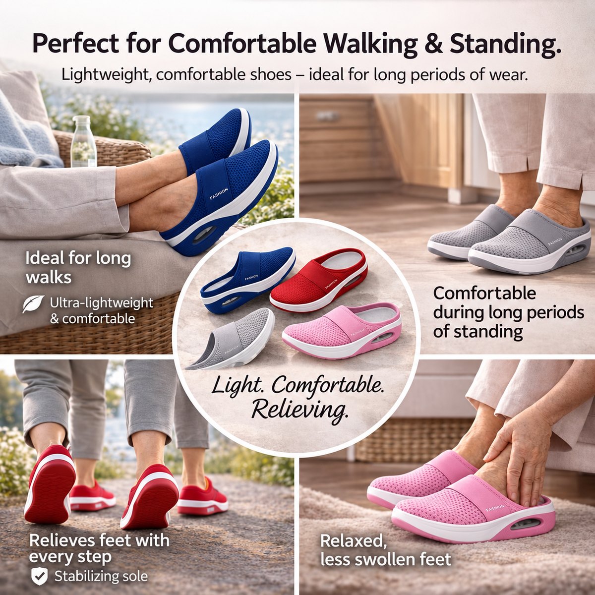 Instap pantoffels met luchtzool – licht en ademend huisschoeisel