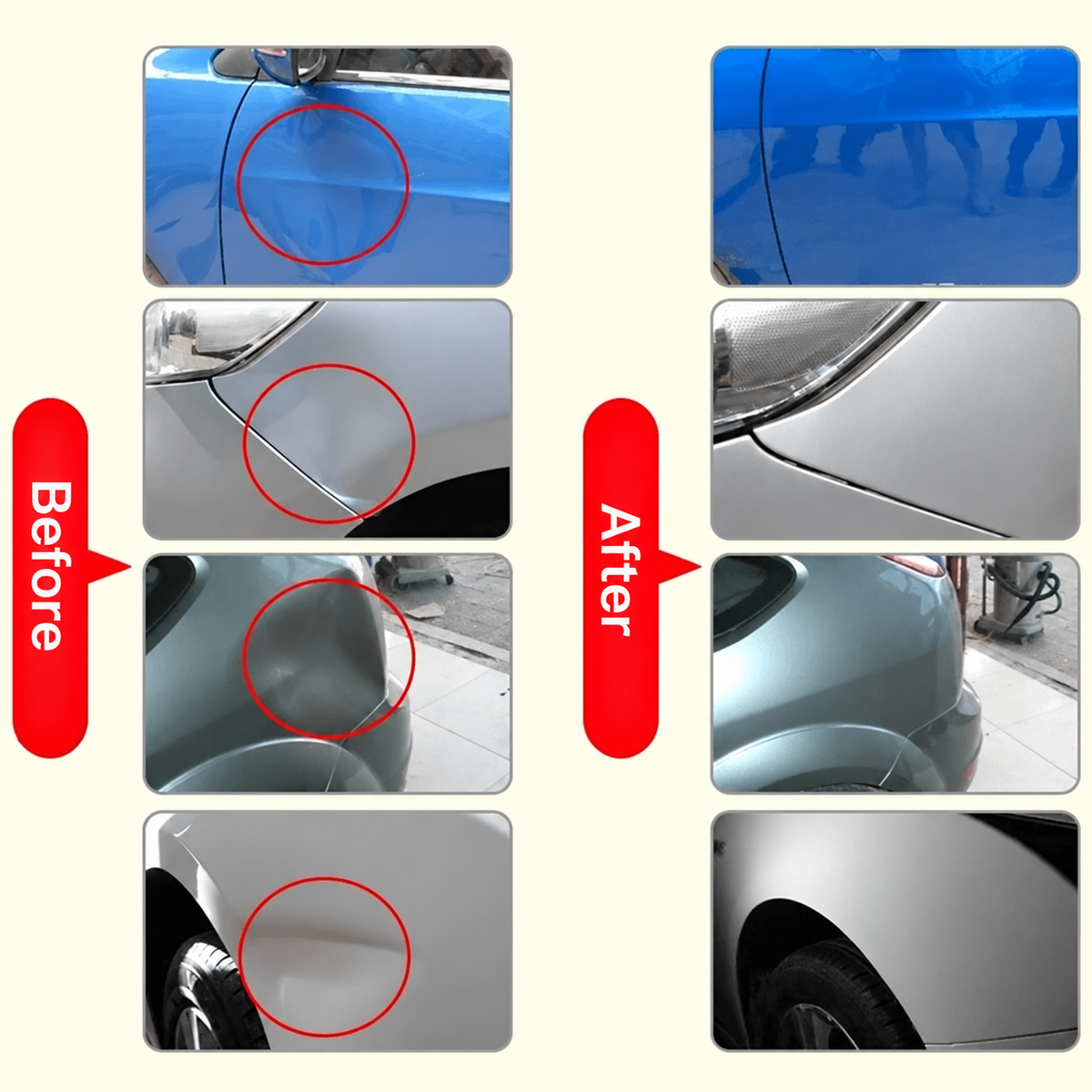Deukenuittrektool met trekbrug en kleefadapters – deuken verwijderen